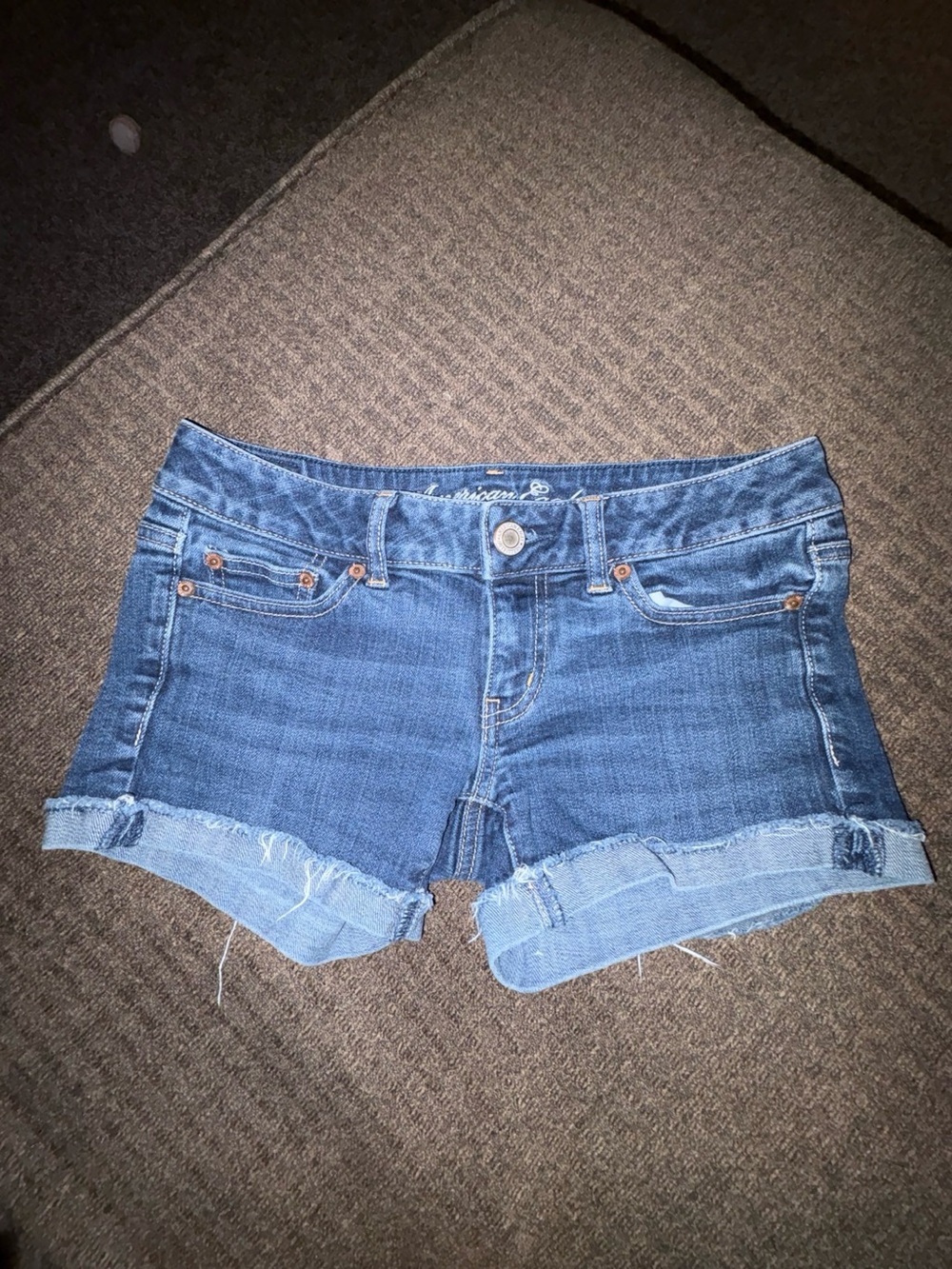 American Eagle Outfitters Dark Blue Rolled Hem Denim Shorts